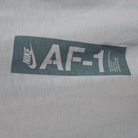 Nike AF-1 swoosh spellout logo graphix blue gray baggy ringer LG casual t-shirt - Picture 3 of 8